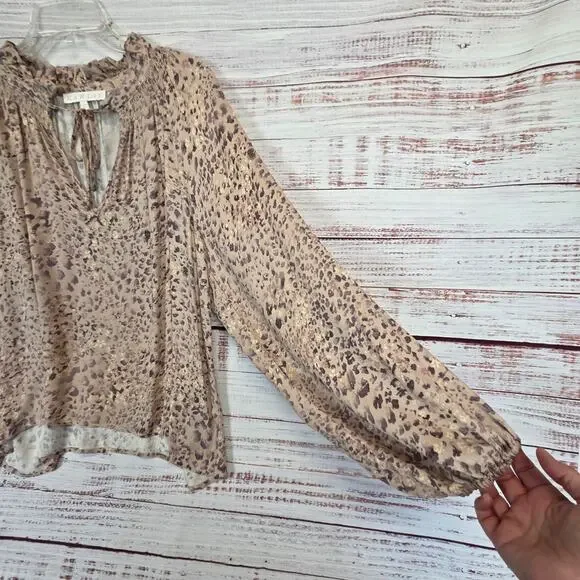 Karlie Dusty Rose Peasant Blouse Ruched V-Neck S Balloon Sleeve Whimsy Boho Top - Picture 5 of 11